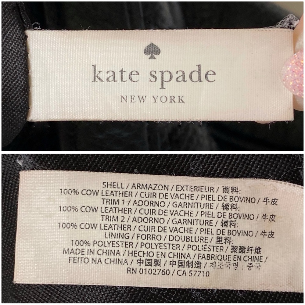 KATE SPADE black leather front zip suede square detail top handle satchel bag - Picture 16 of 16